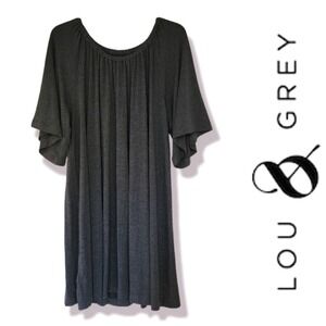 LOU & GREY the Shoulder Grey Shift Dress NWT | Size Large
